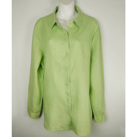 New J. Jill linen button down Long sleeve shirt L - Picture 6 of 16